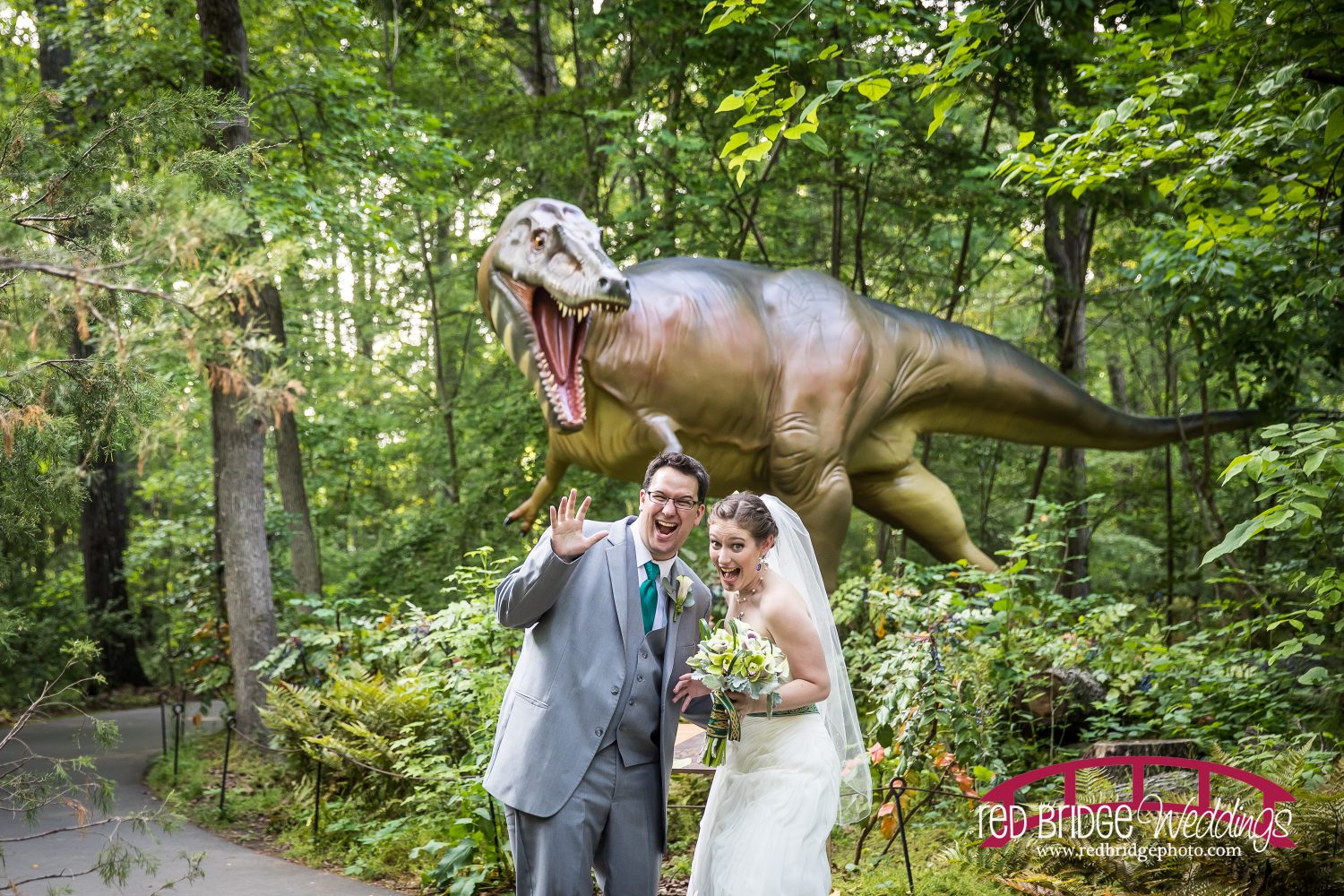 Red Bridge Photography - Vivian & Edward's Wedding at Museum of Life and Science - Dinosaurs!