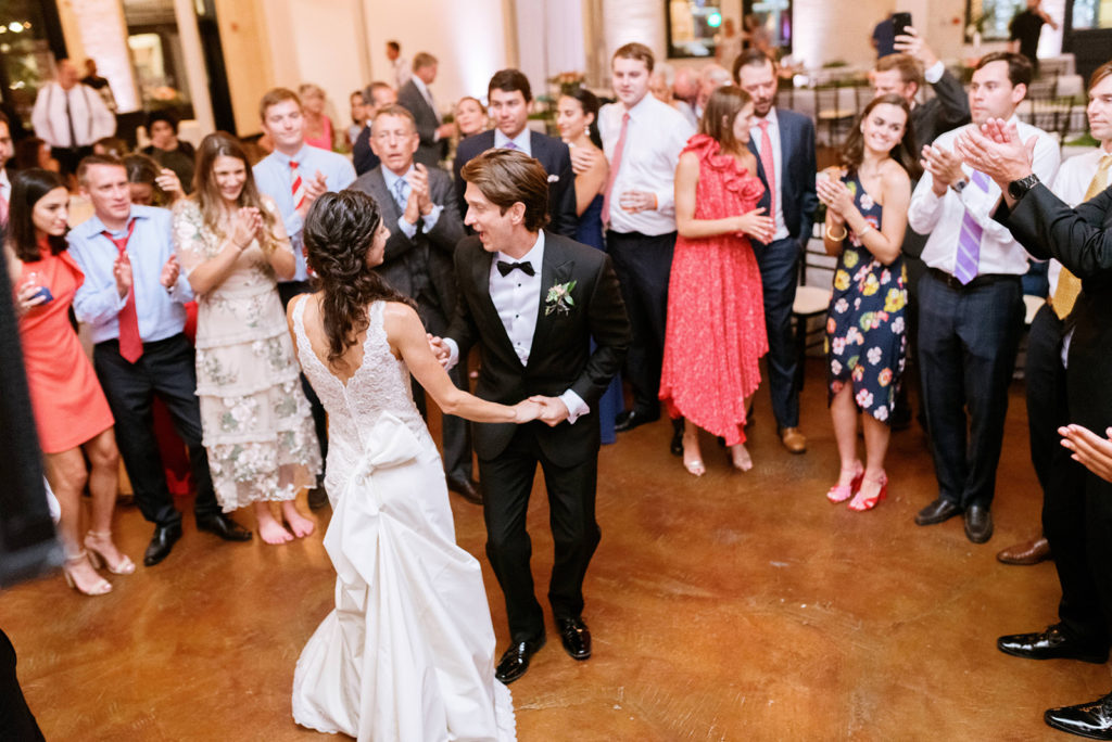 Liz + Trey Wedding at Market Hall Raleigh Uplighting All Around Raleigh DJ